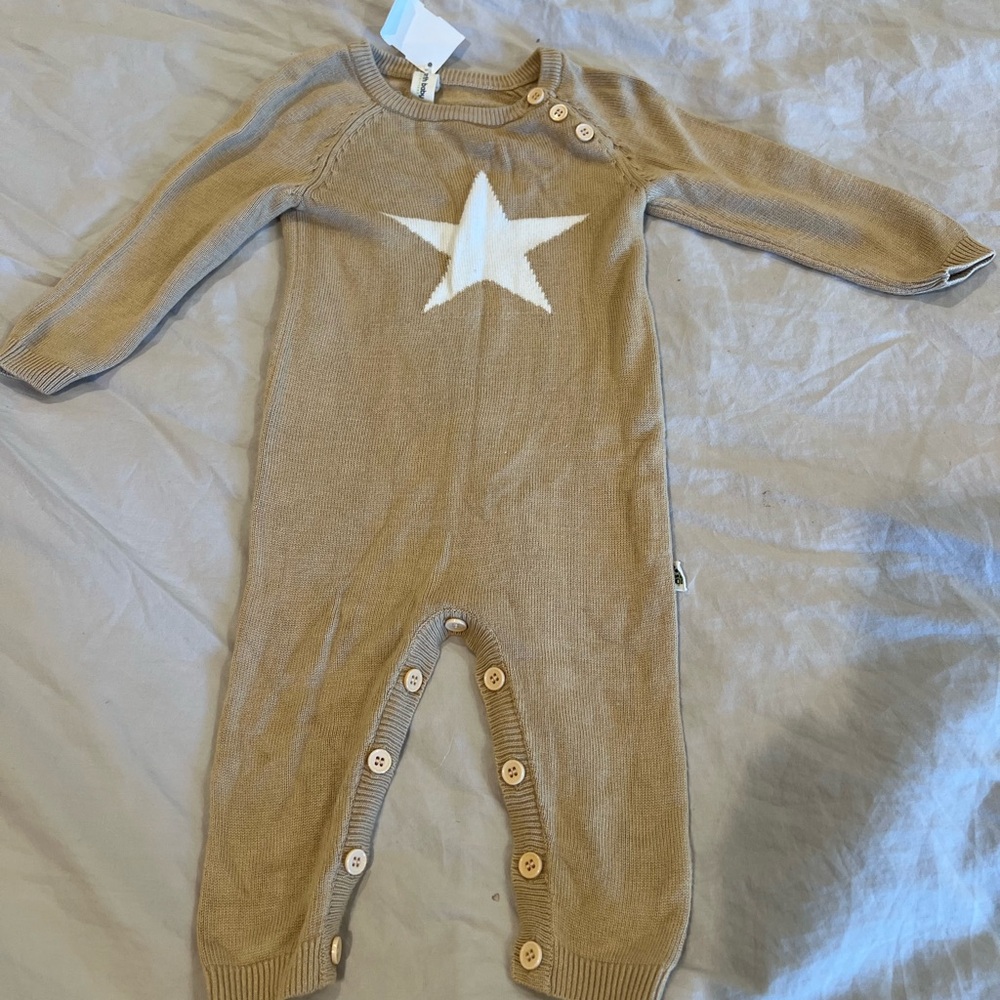 Tan and White Star Footies One Piece